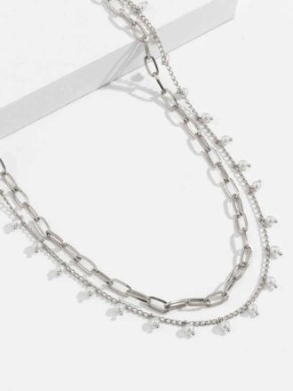 Double Layer Pearl Design 18k Silver Plated Belly Chain