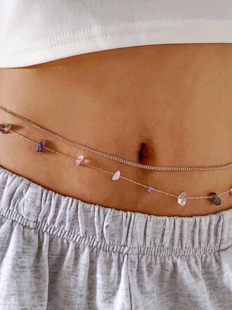 Double Layer Colorful Rise 18k Gold Plated Belly Chain