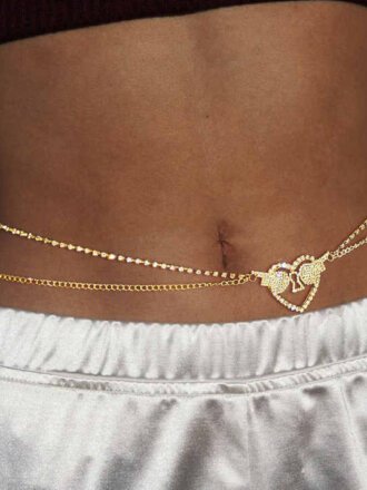 Crystal Love Heart Belly Waist Chain
